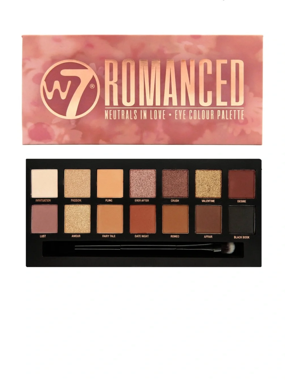 W7 Romanced Neutrals In Love Eye Colour Palette WITH BRUSH- 14 shades NEW